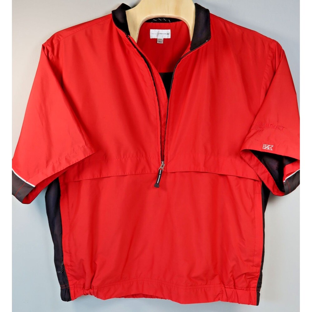 Cutter & Buck Golf 1/4 Zip Pullover Windbreaker Short Sleeve Men's Size XL Red